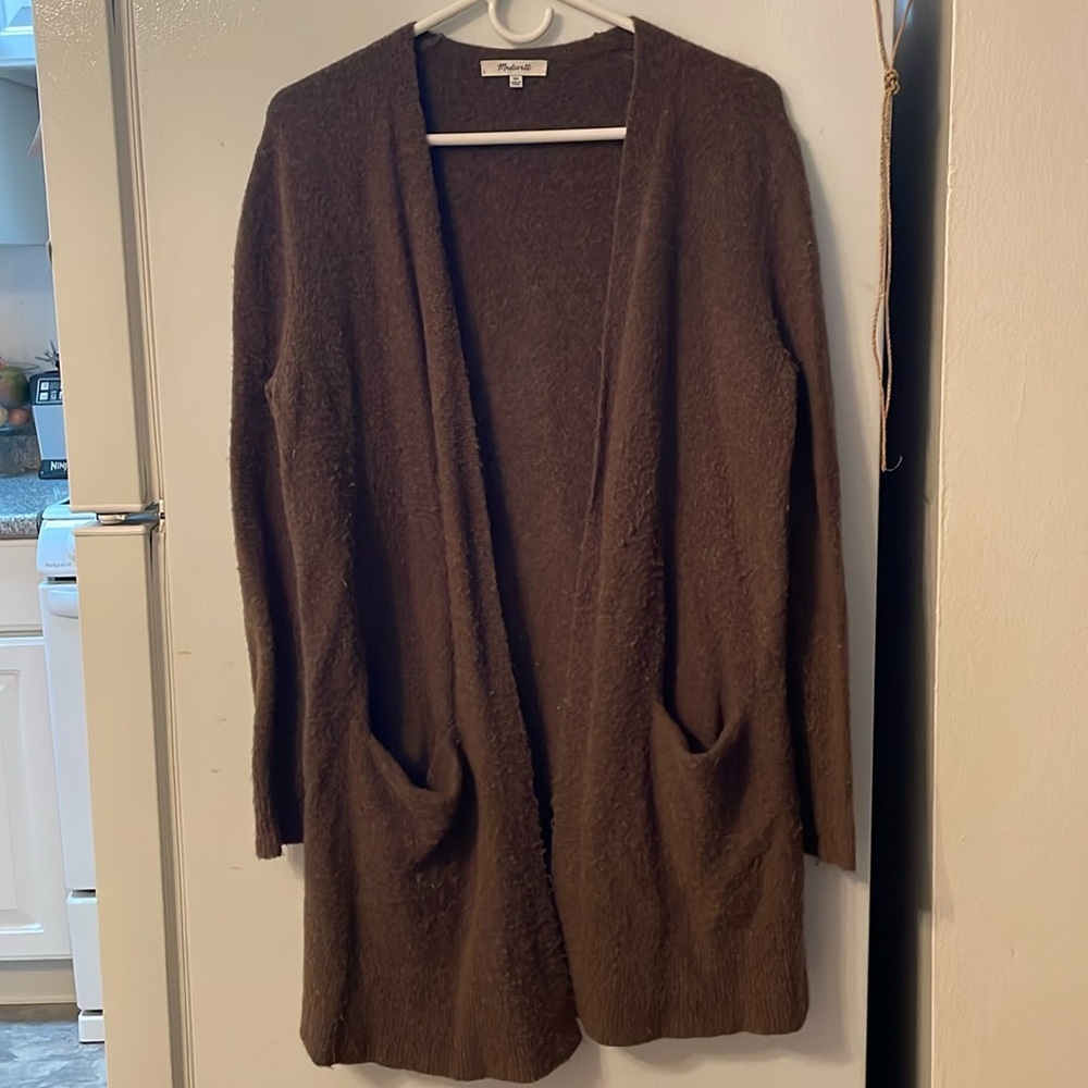 Madewell Oversized Wool Blend Cardigan Soft Cozy Camel Tan Brown Cream Duster XS